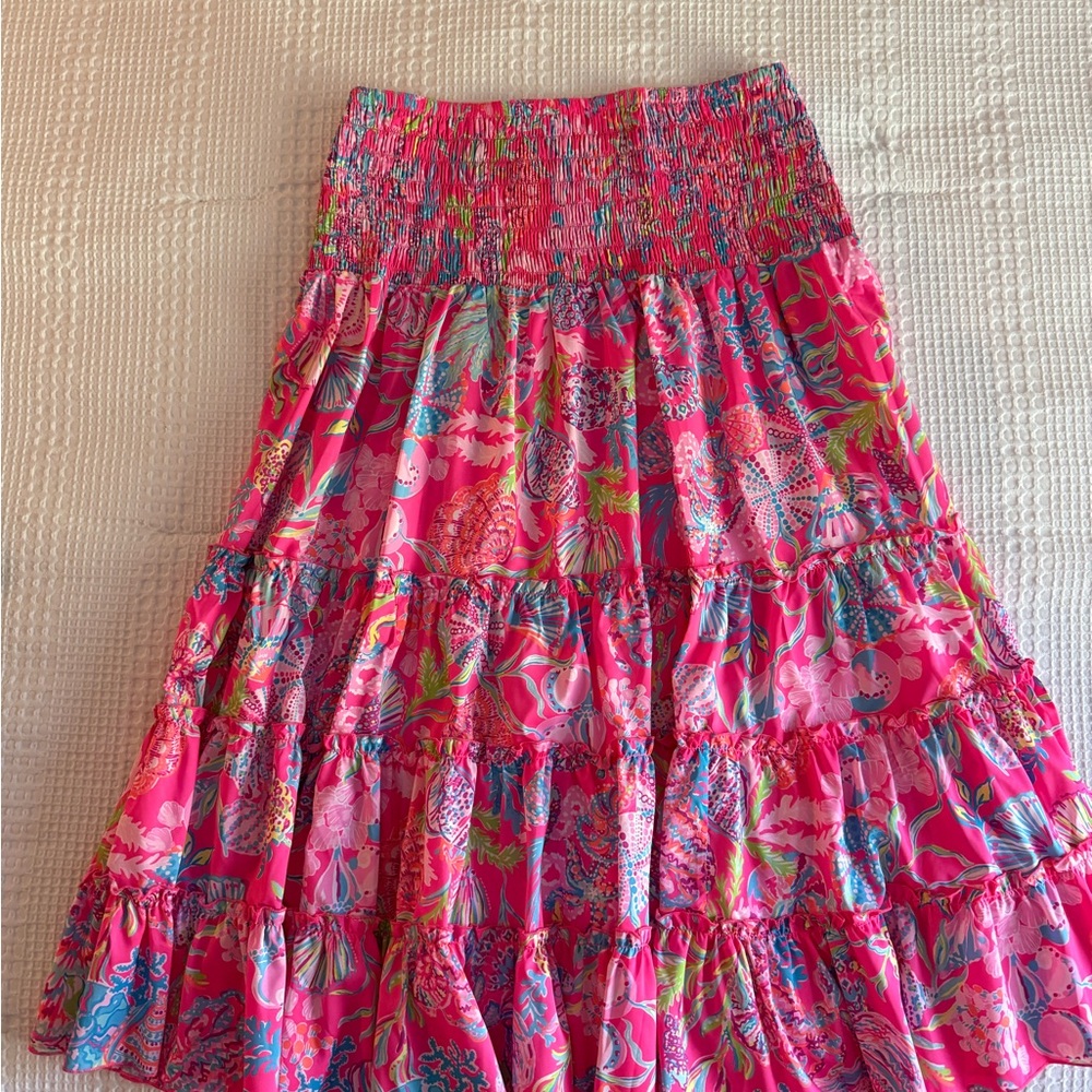 Lilly Pulitzer Vibrant Pink Floral Midi Skirt